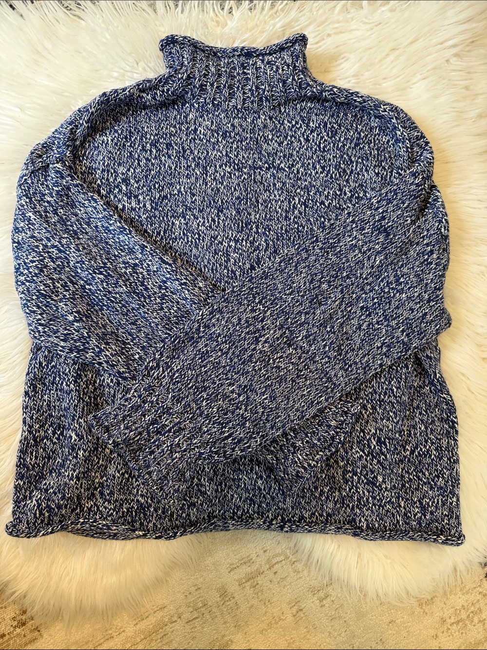 Classic Women's Navy Marled Turtleneck Sweater